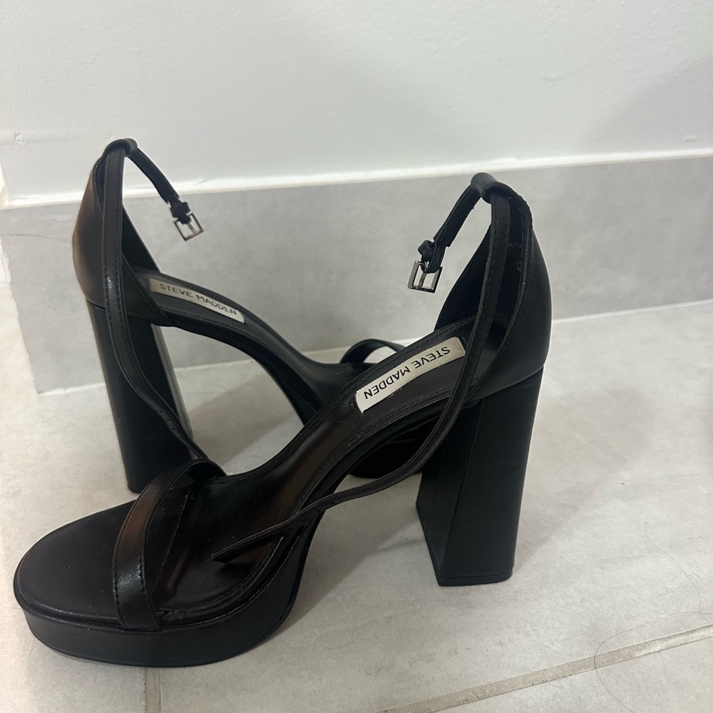 Steve Madden Strappy Black Block Heels